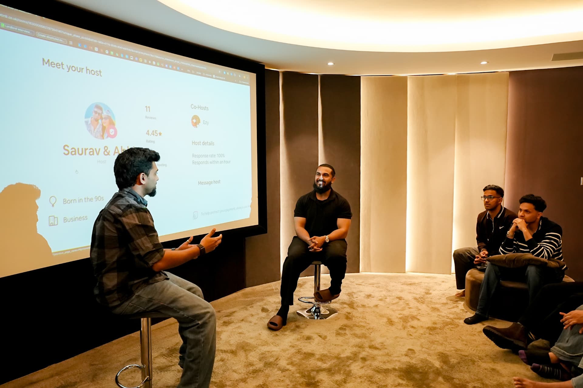 An interview session at a monthly meetup