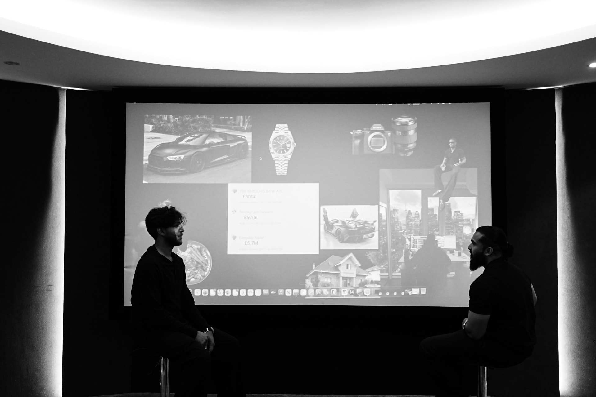 A black-and-white presentation at a meetup