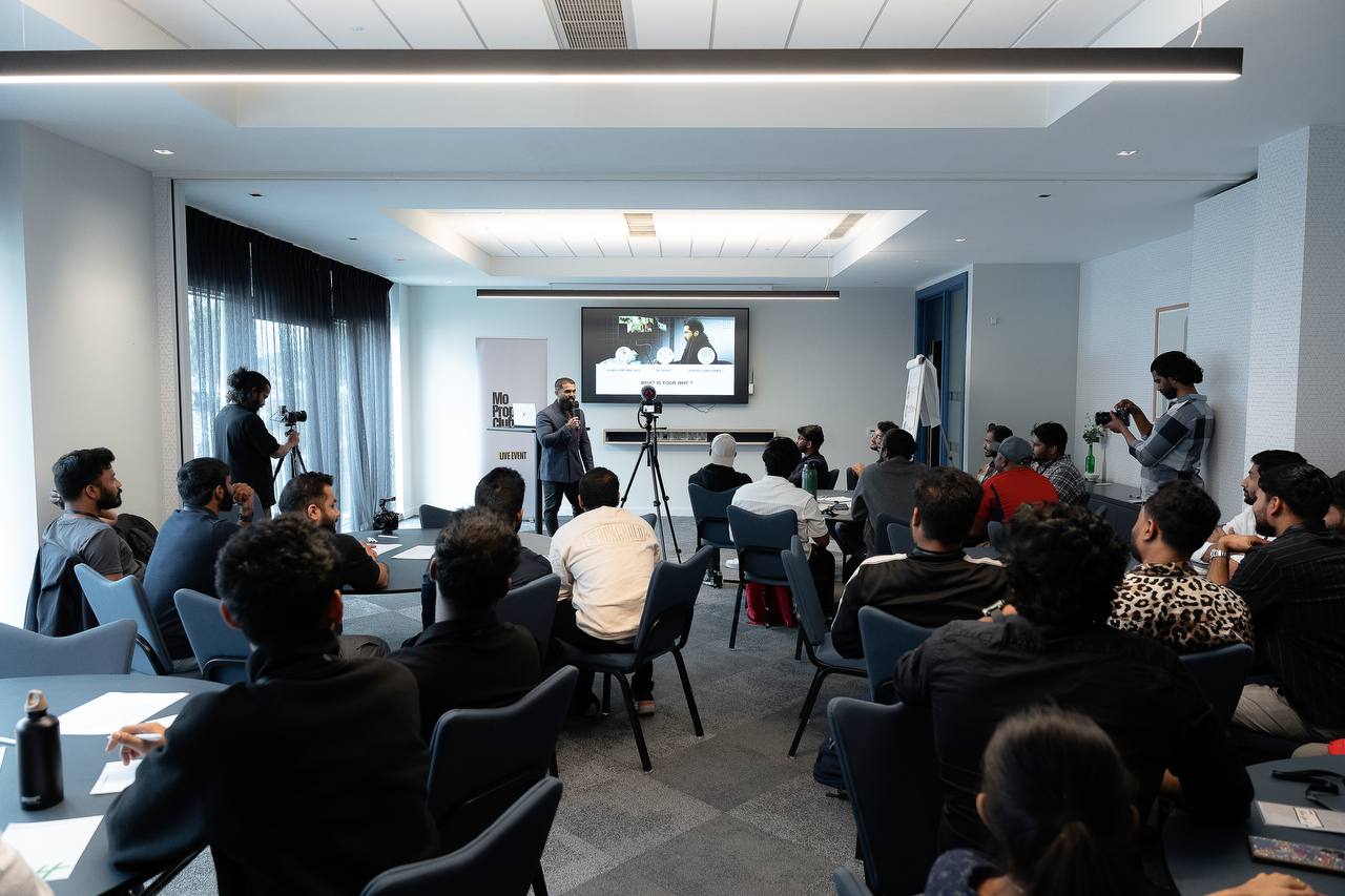 Members networking in the meetup room